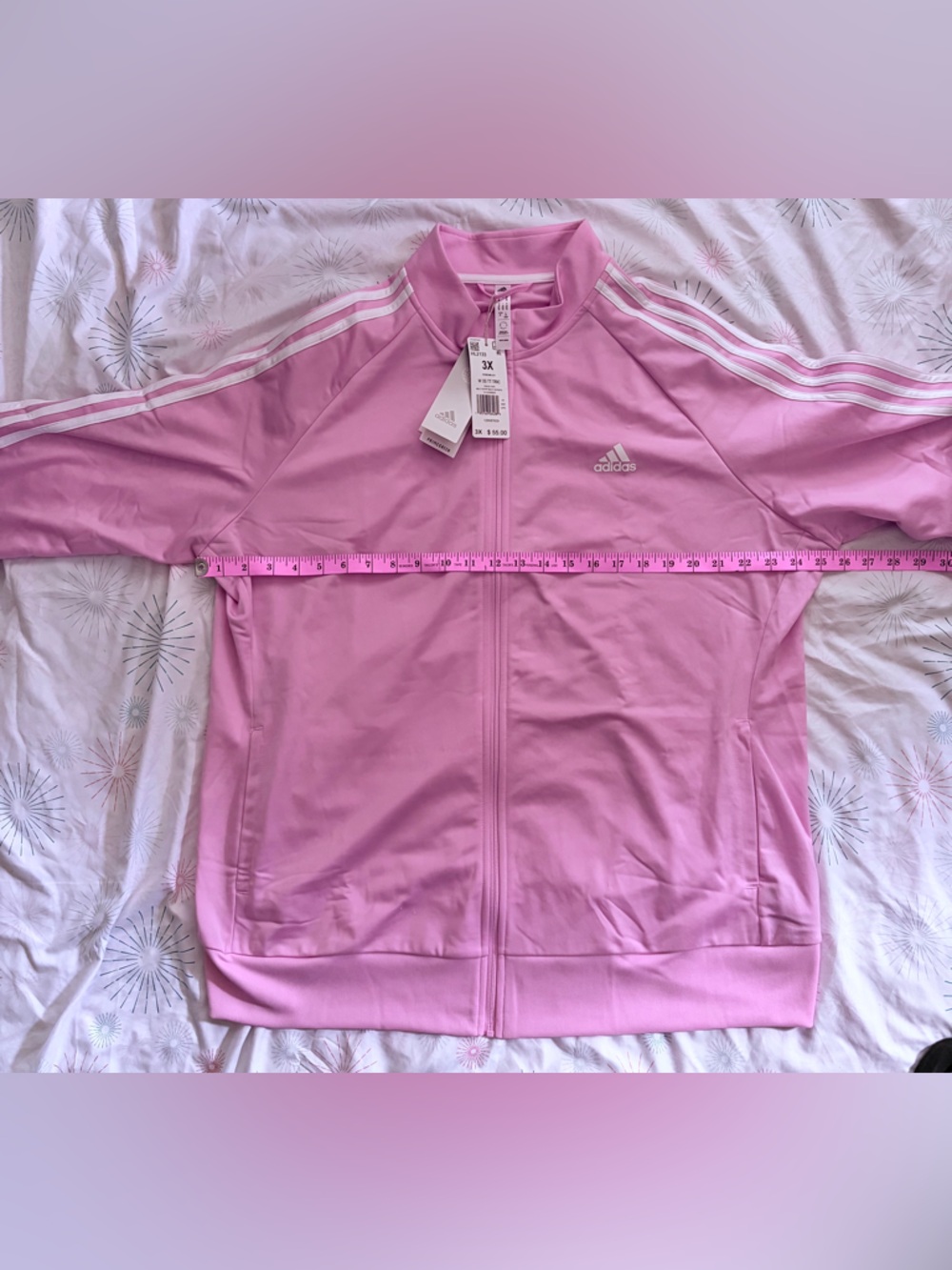 adidas Light Pink Track Jacket with White Stripes - Picture 2 of 2